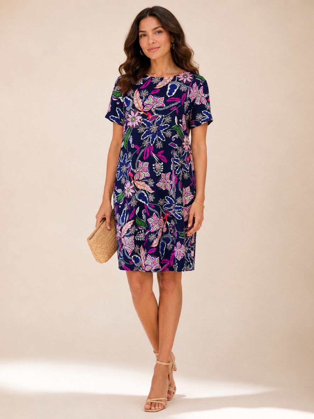 Jude Connally Ella Navy Floral Shift Dress Size M